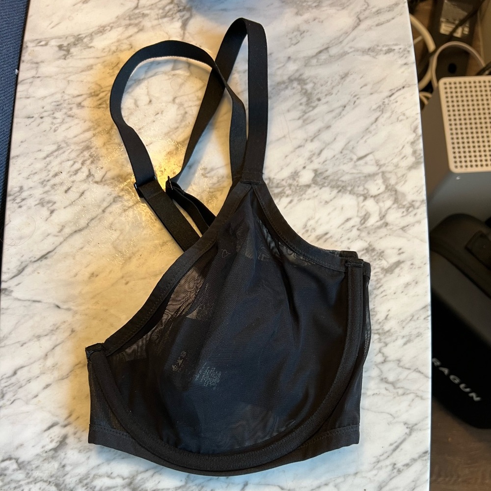 Skims 36DDDD (G) black ultrafine mesh underwire bra NEVER WORN.